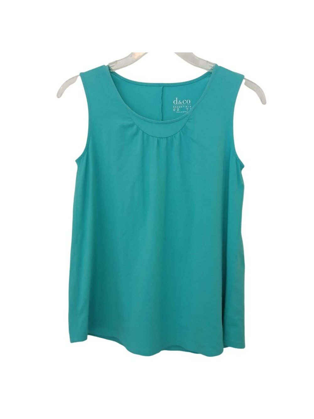 D&Co Essentials Sleeveless Teal Top XS Cotton Blend Stretch Scoop Neck  #D-47